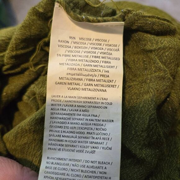 Coline Tunic FS Sleeveless Blouse Boho Free Size Green Metallic - Picture 7 of 7